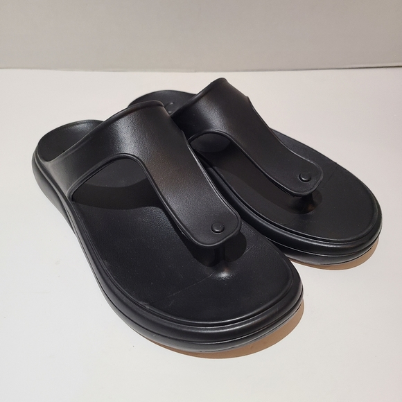 Stuart Weitzman Stuflex T-Strap Slide Black NWOT Size 9‎ - Picture 1 of 6